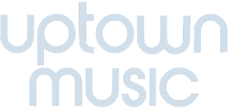 Uptown Music logo in white text on transparent background